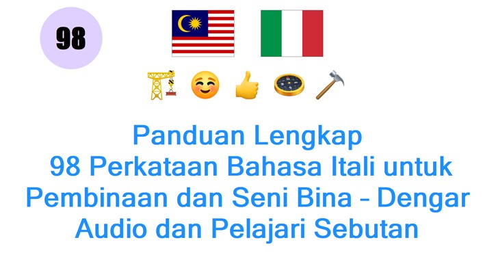 Panduan Lengkap: 98 Perkataan Bahasa Itali untuk Pembinaan dan Seni Bina – Dengar Audio dan Pelajari Sebutan Sekarang!